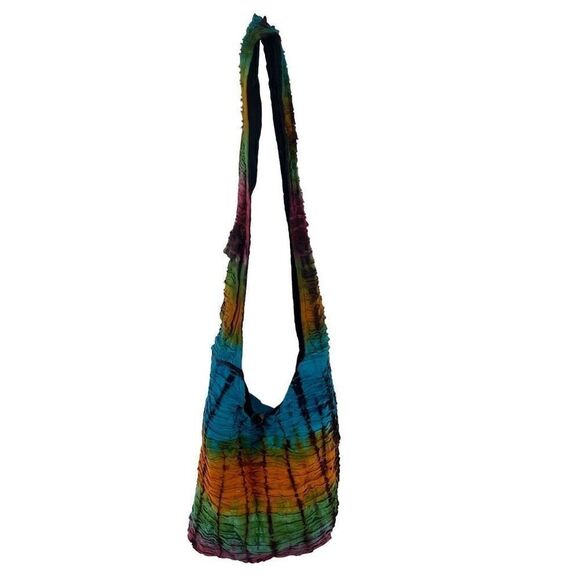 Rising International Women's Sling Shoulder Bag Tie Dye Boho Rainbow Ruffled - Picture 6 of 14